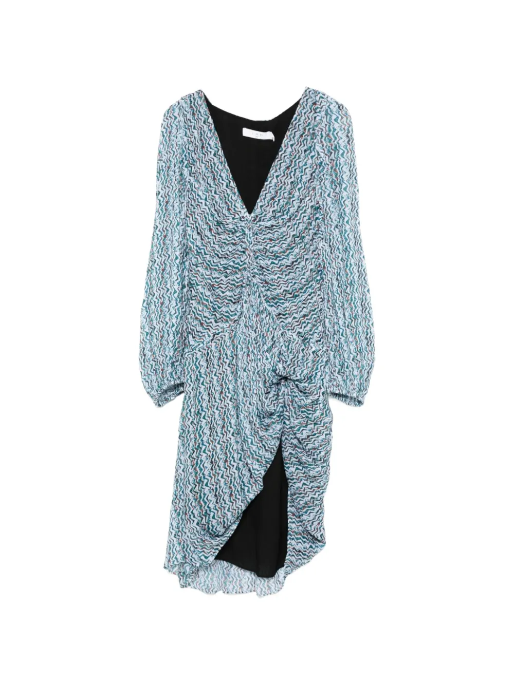 IRO Ruline graphic-print gathered A-line mini dress - Blu