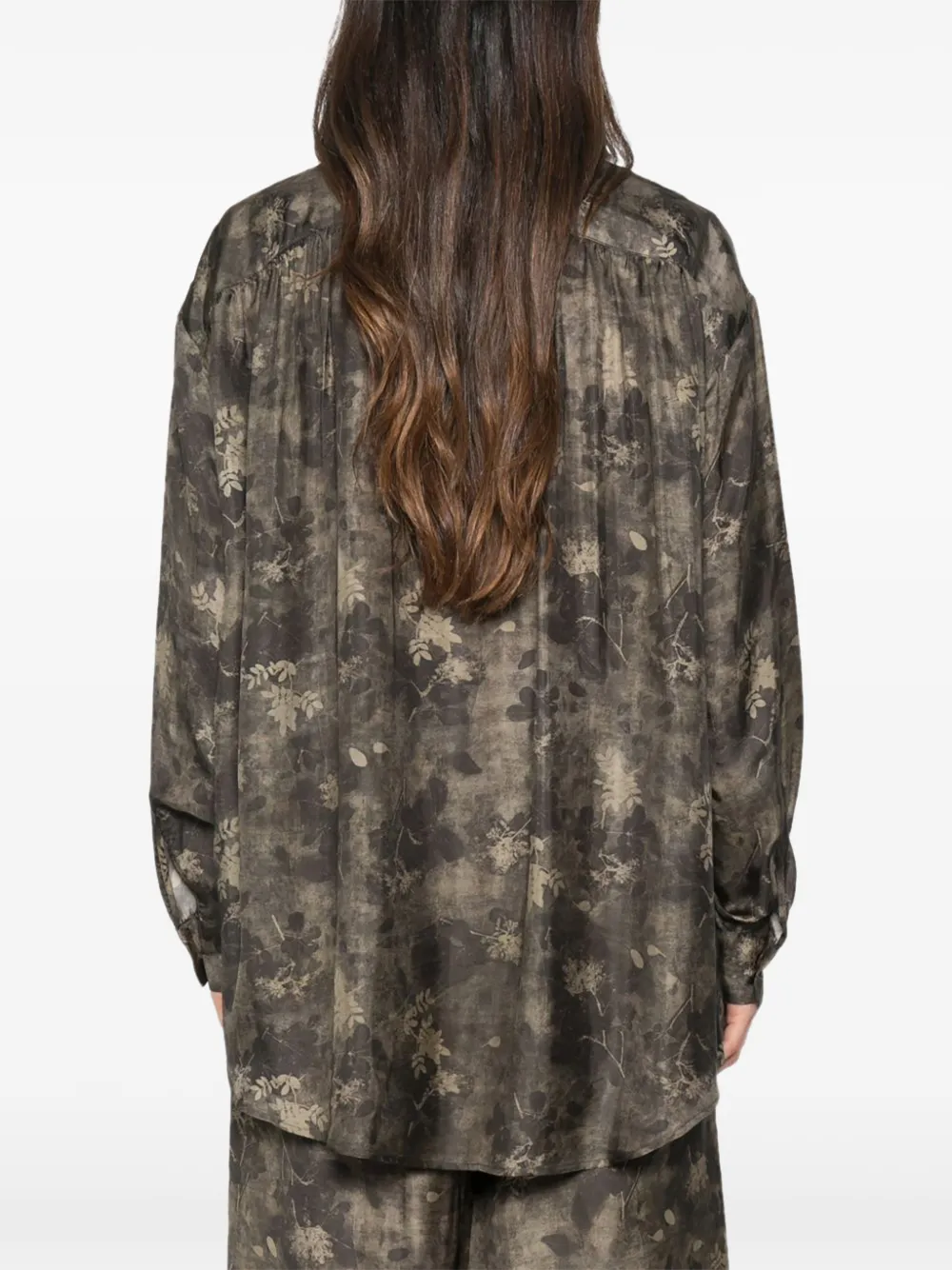 Uma Wang Tyesha floral-print shirt Groen