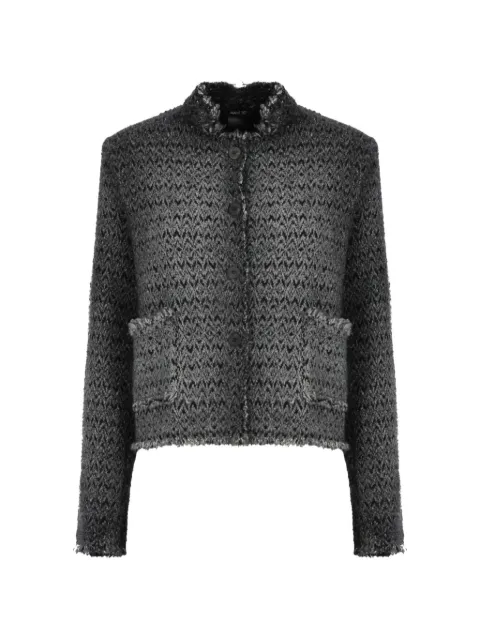 Avant Toi chevron-knit frayed-edge cropped jacket
