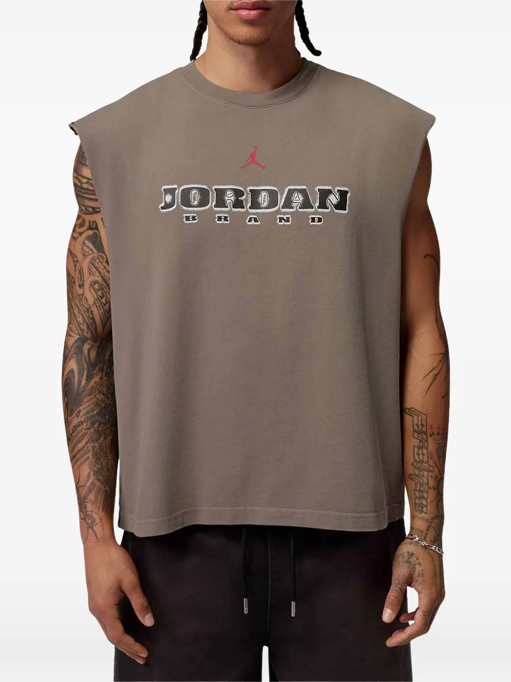 Jordan Brooklyn logo-print muscle top Grijs