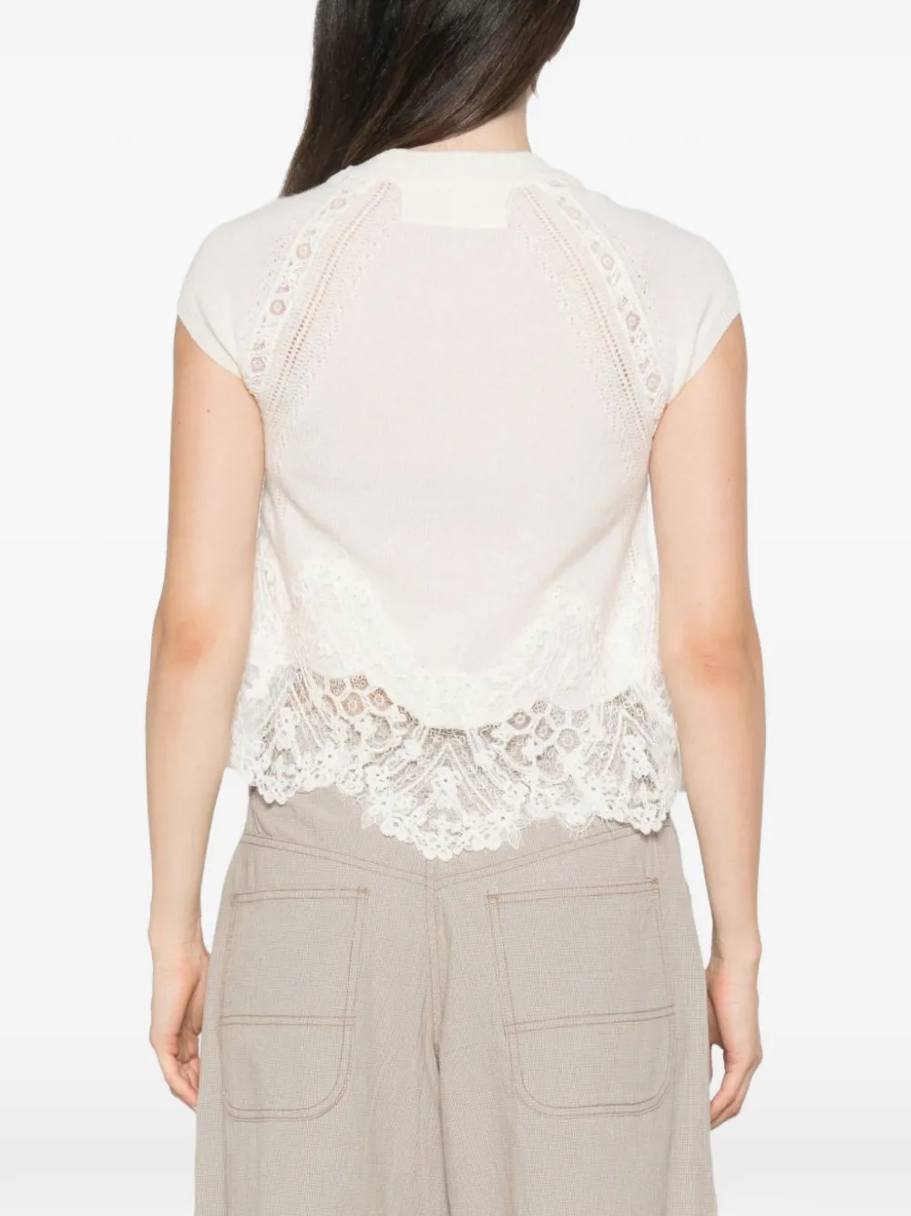 Ermanno Scervino lace-trim knitted top Wit