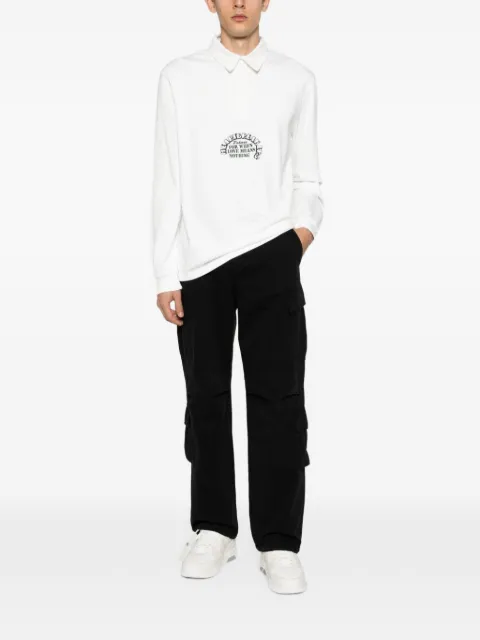 Palmes slogan-print long-sleeved polo shirt