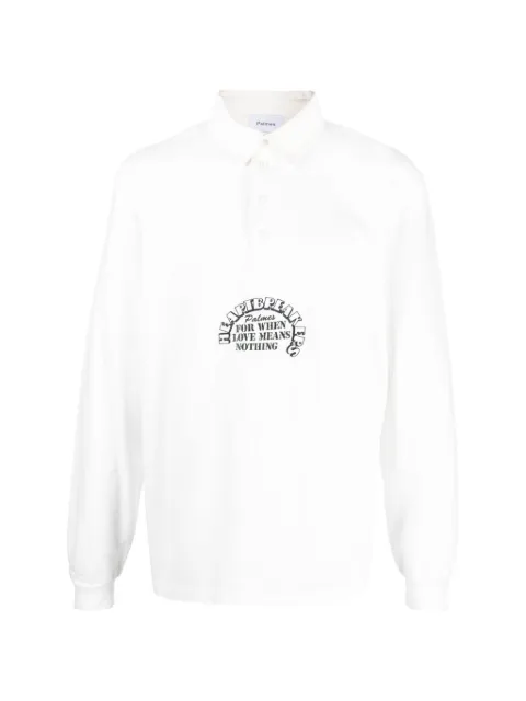 Palmes slogan-print long-sleeved polo shirt