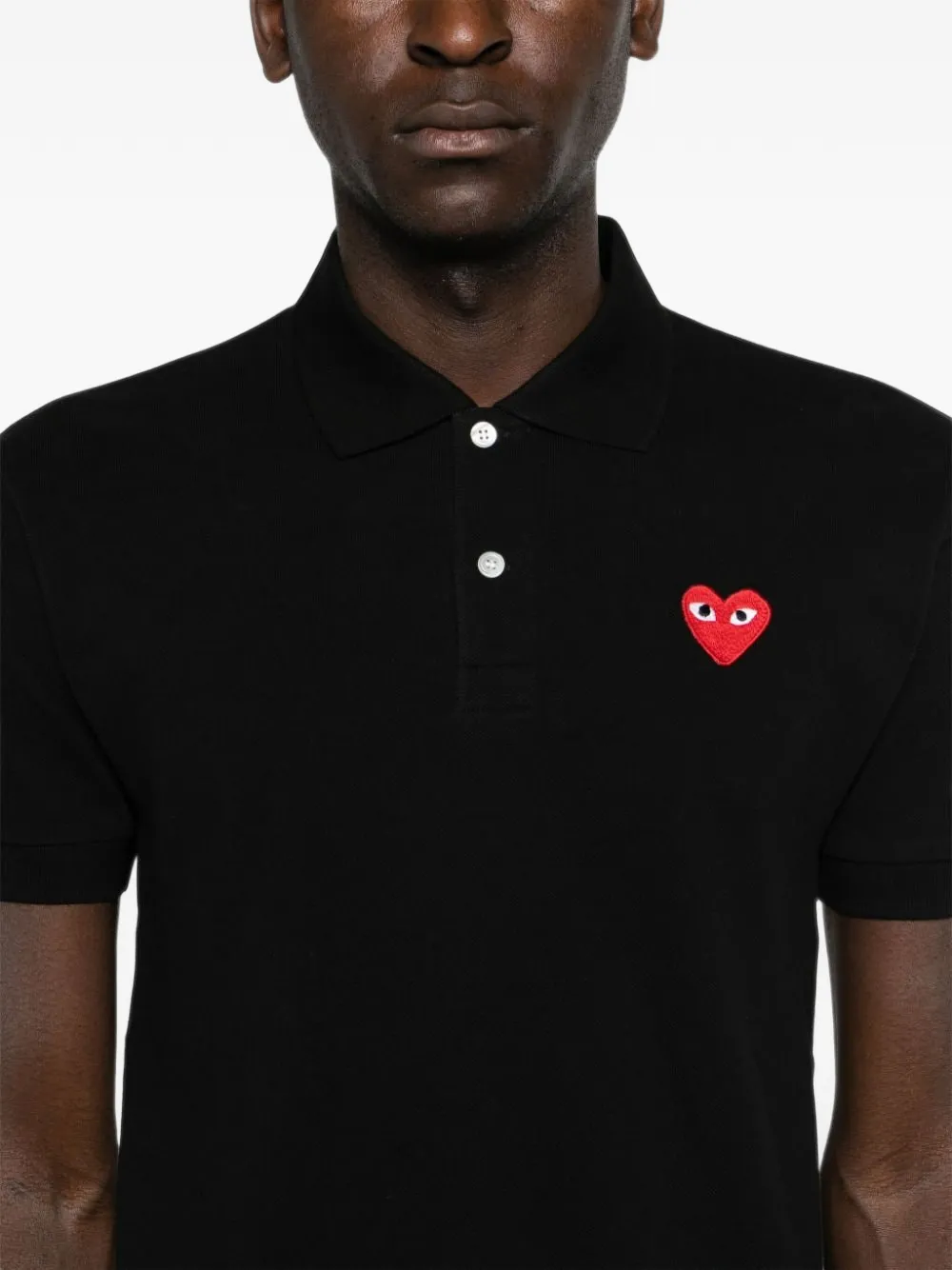 Comme Des Garçons Play Heart-patch piqué polo shirt Zwart