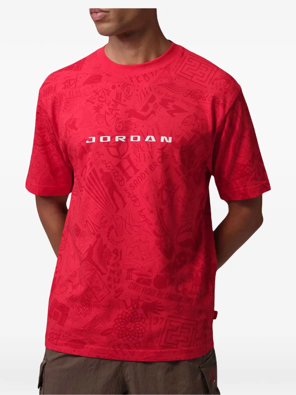 Jordan Brooklyn logo-print T-shirt Rood