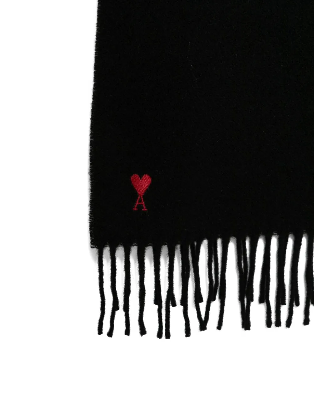 AMI Paris black wool scarf with Ami de Coeur Zwart