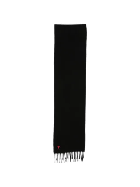 AMI Paris black wool scarf with Ami de Coeur