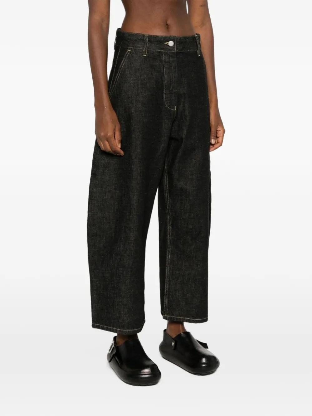Studio Nicholson Chalco cropped denim jeans Zwart