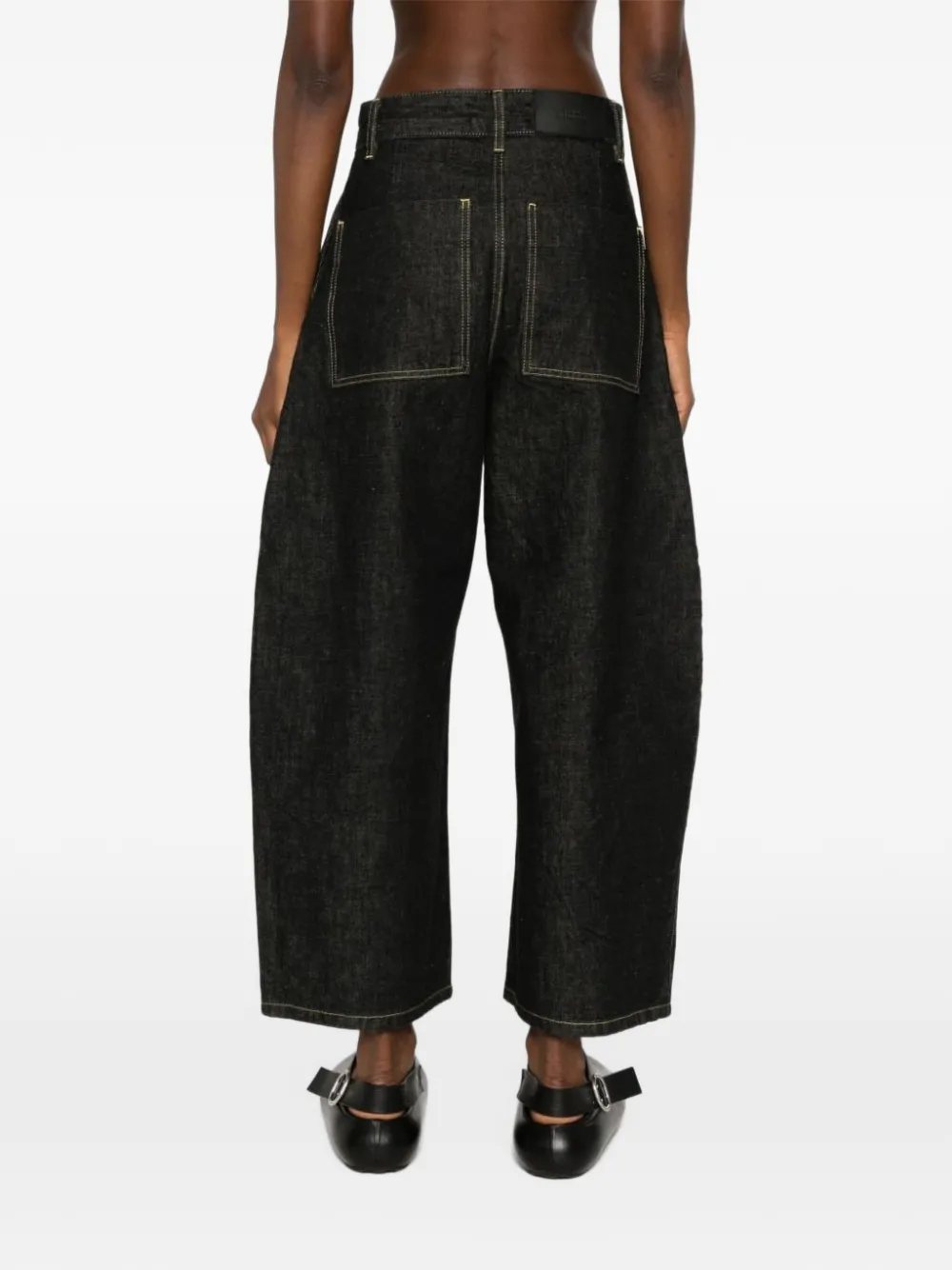 Studio Nicholson Chalco cropped denim jeans Zwart
