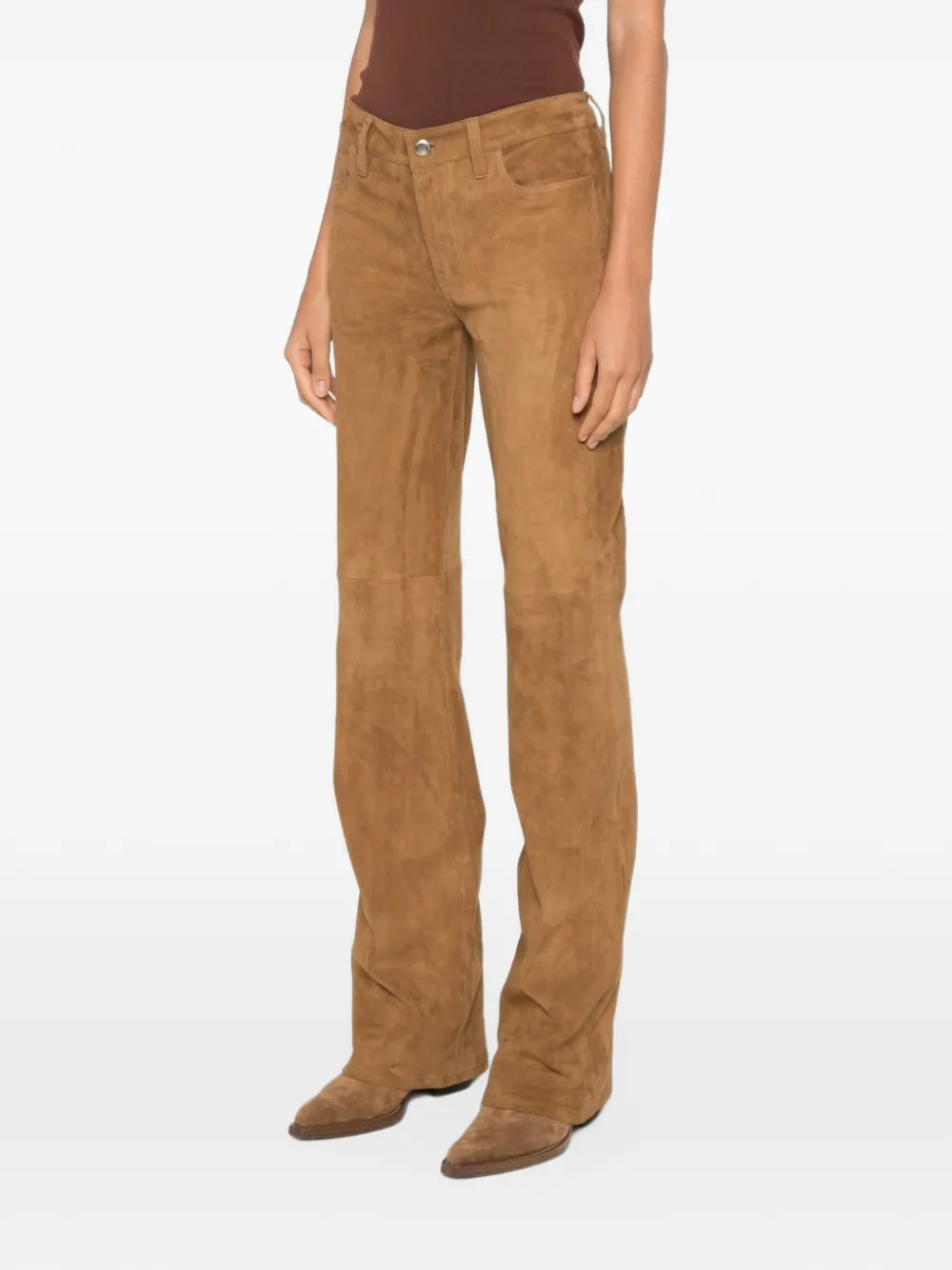 7 For All Mankind suede-finish flared trousers Bruin