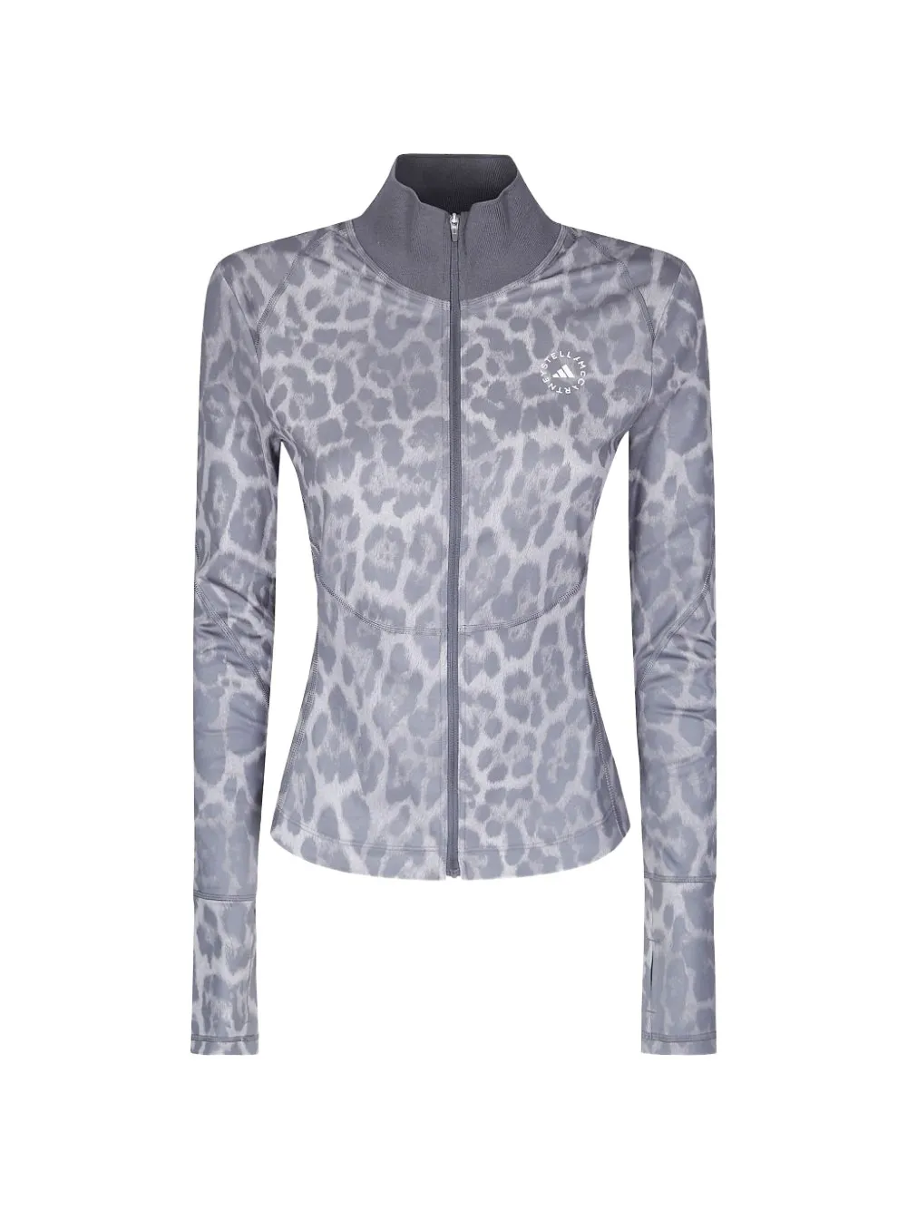 Adidas by Stella McCartney leopard-print zipped sweatshirt Grijs