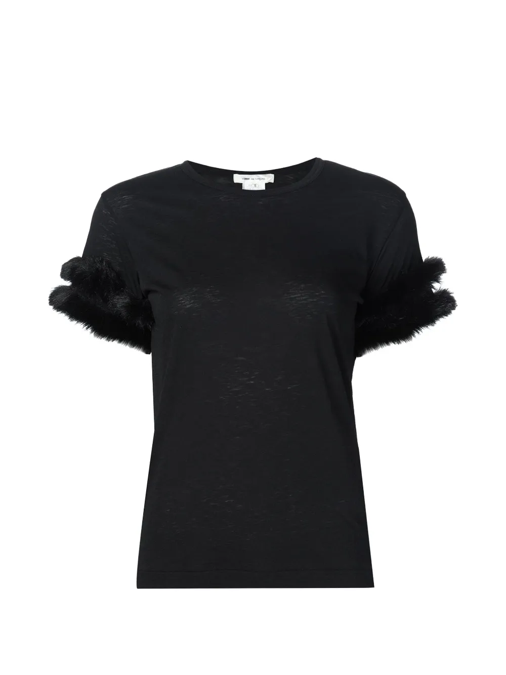 Comme Des Garçons faux-fur trim T-shirt Zwart