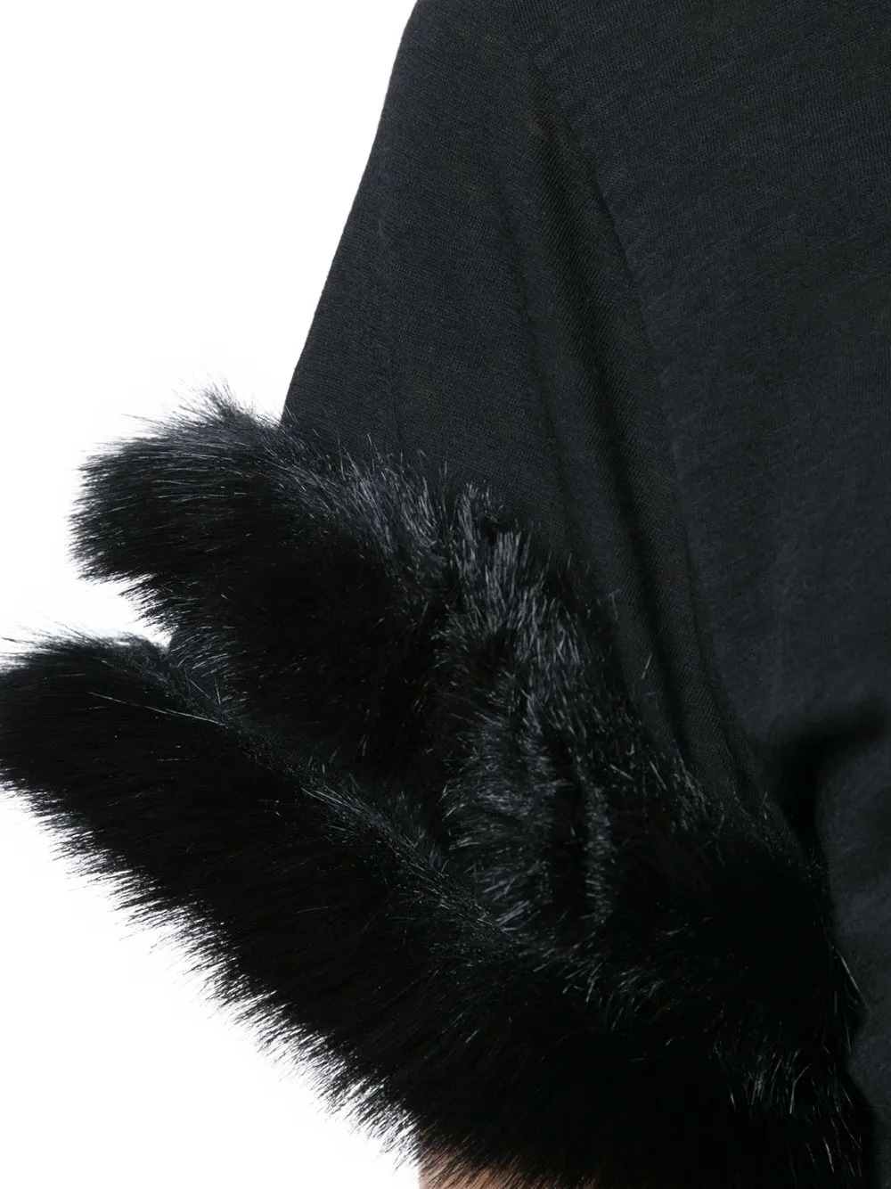 Comme Des Garçons faux-fur trim T-shirt Zwart