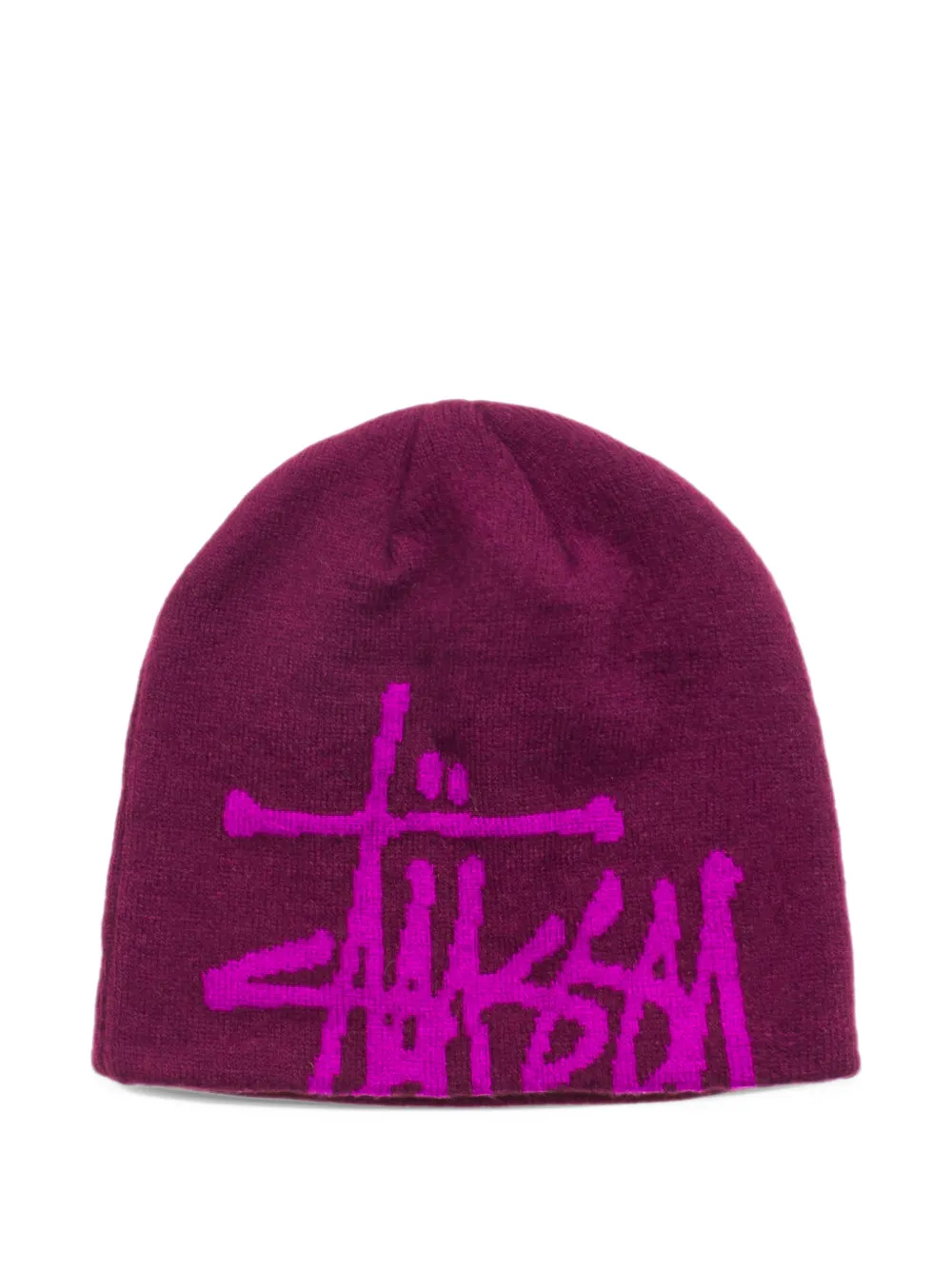 Stüssy Geborstelde muts met intarsia-logo Paars