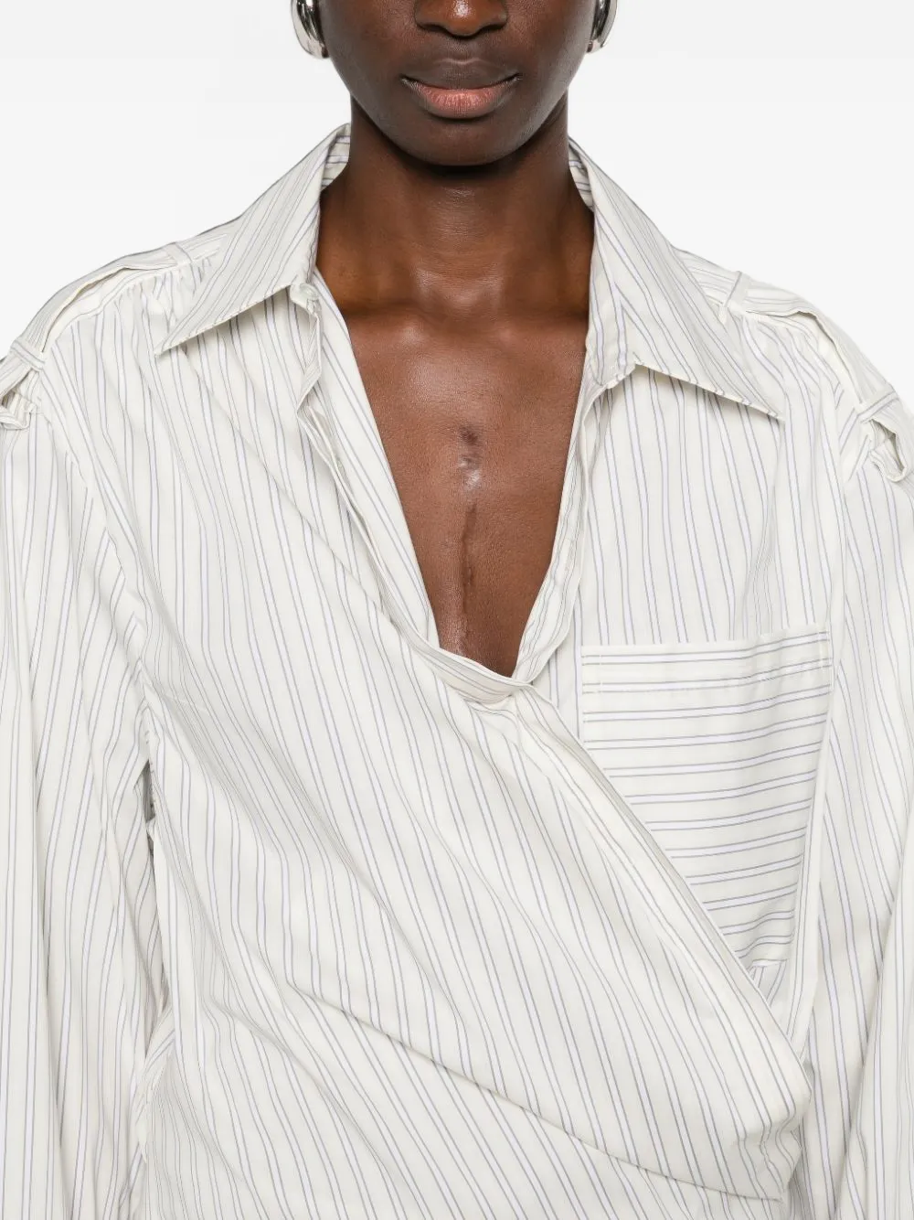 IRO striped wrap shirt Beige