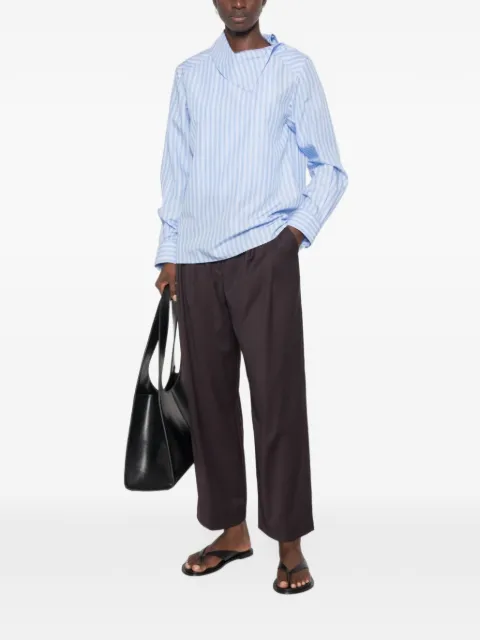 TRAME AUREE striped asymmetric-collar shirt