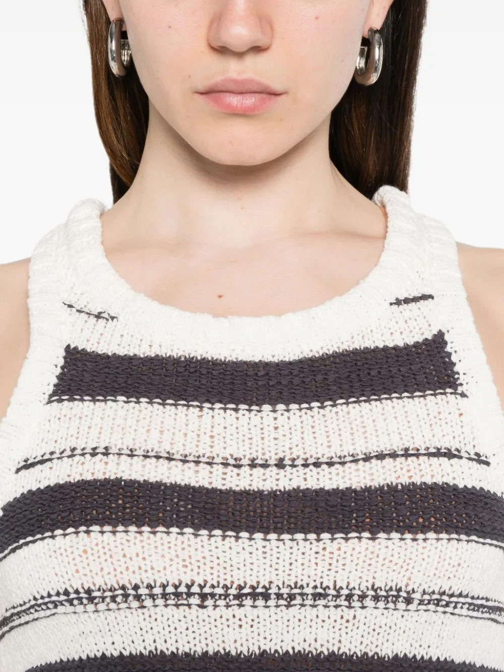 IRO Miyana gestreepte racerback mini-jurk Wit