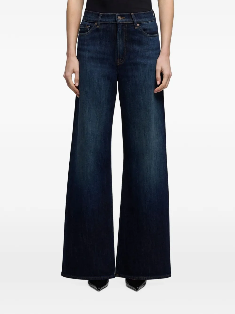7 For All Mankind Lotta whiskered wide-leg jeans Blauw
