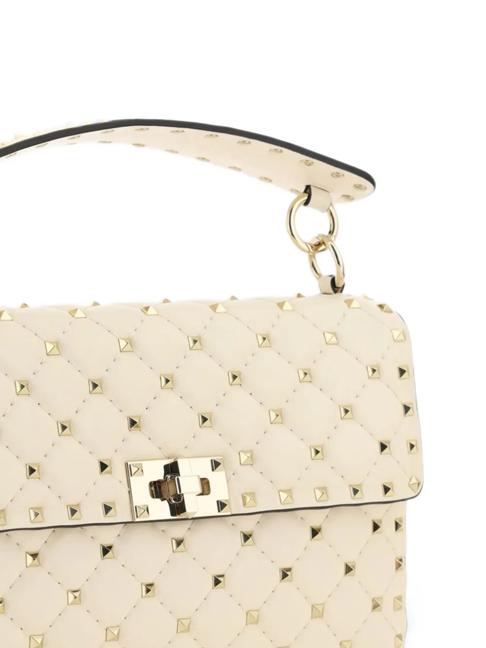 Valentino Garavani Rockstud Spike matelassé shoulder bag Beige