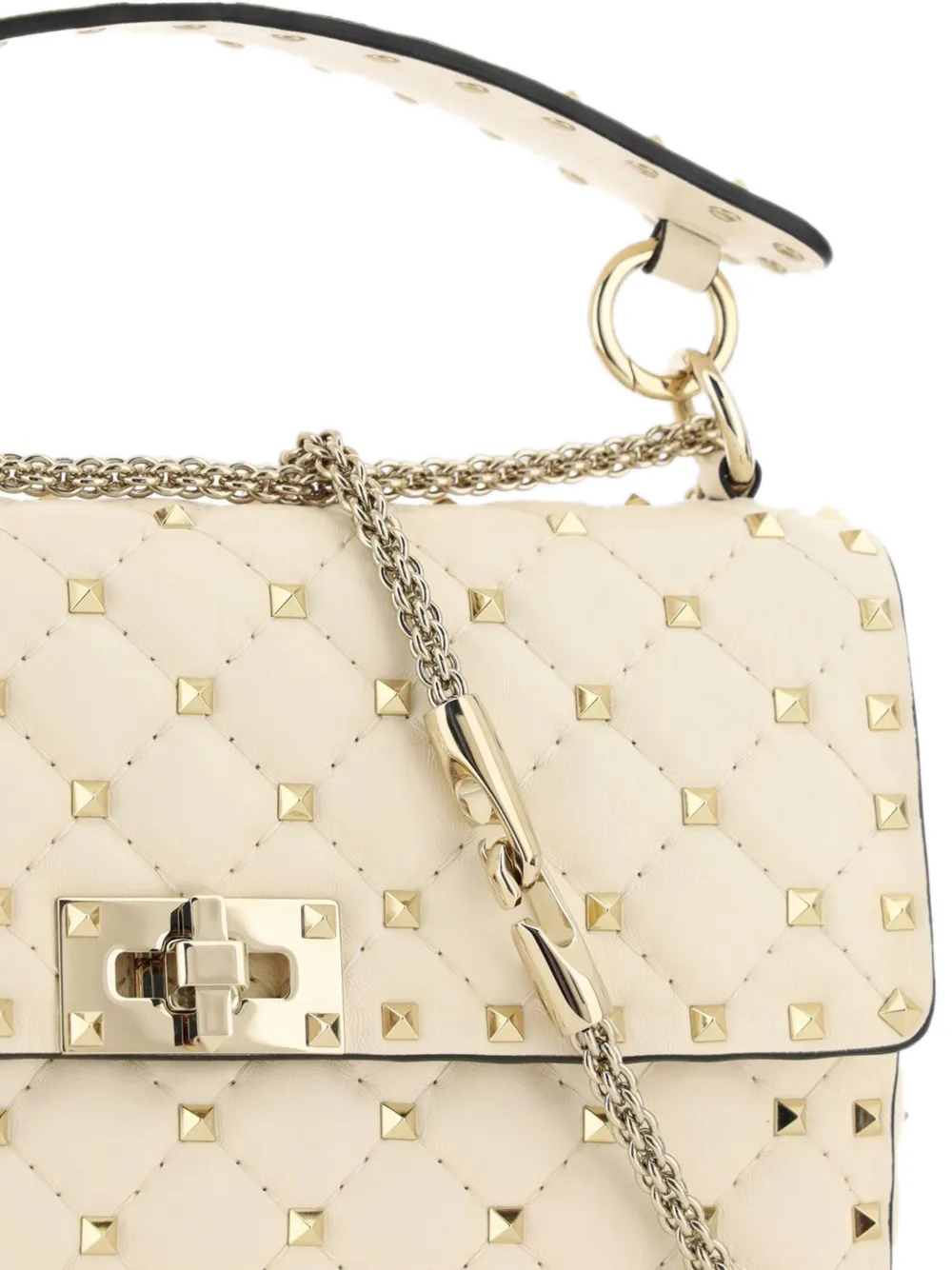 Valentino Garavani Rockstud Spike matelassé shoulder bag Beige