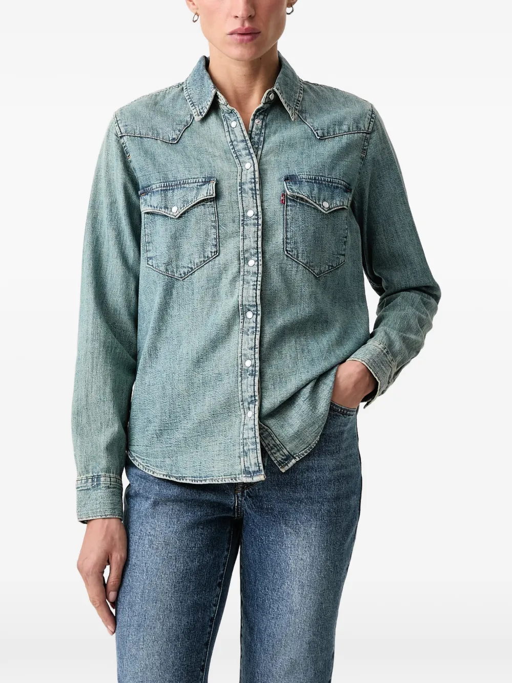 Levi's Ultimate Western denim blouse met schouderpas Blauw