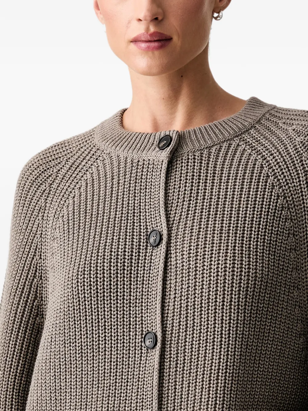 Marc O'Polo ribbed-knit raglan-sleeve cardigan Beige