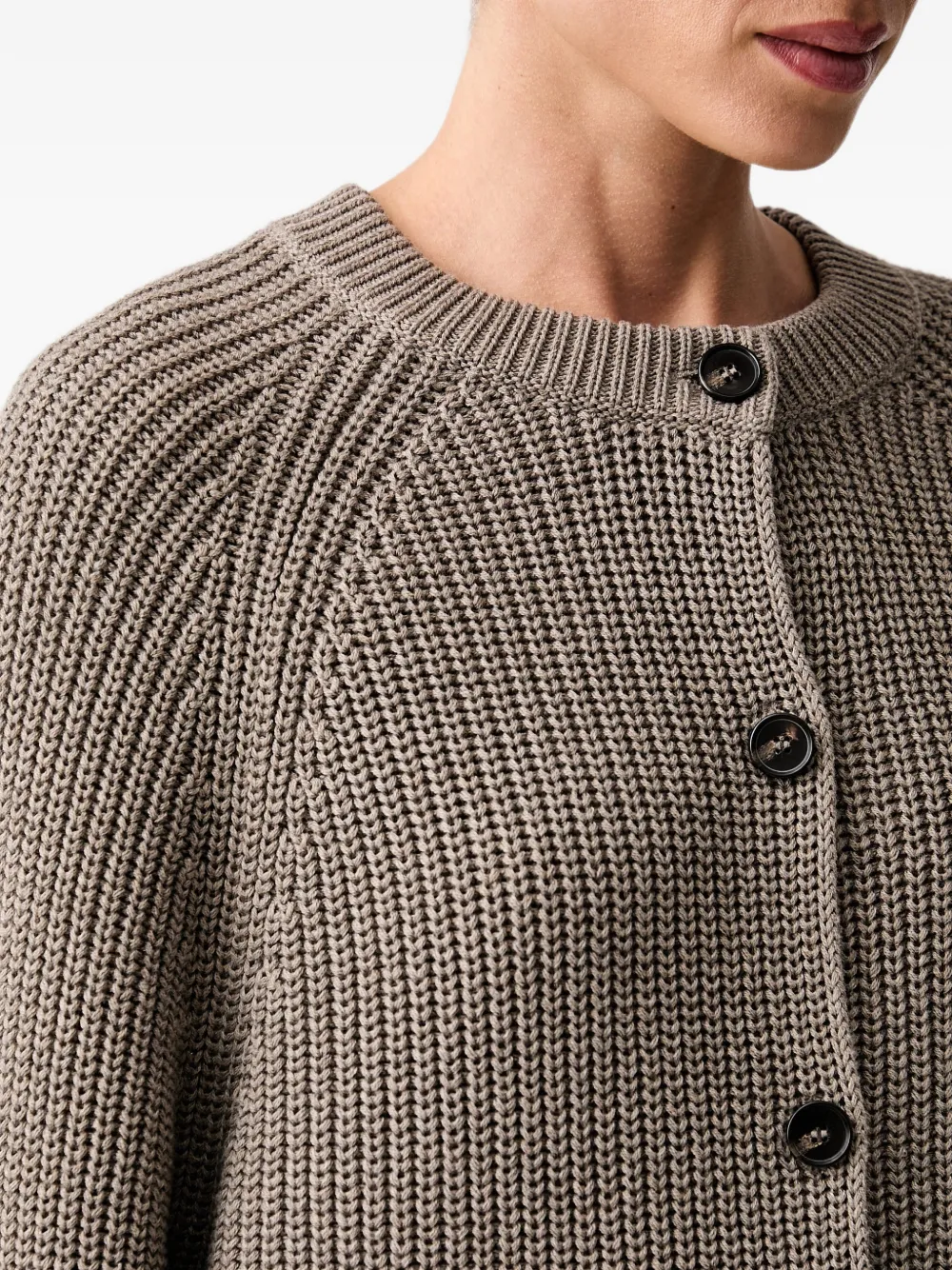 Marc O'Polo ribbed-knit raglan-sleeve cardigan Beige