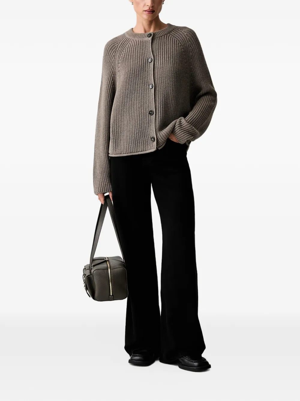 Marc O'Polo ribbed-knit raglan-sleeve cardigan Beige