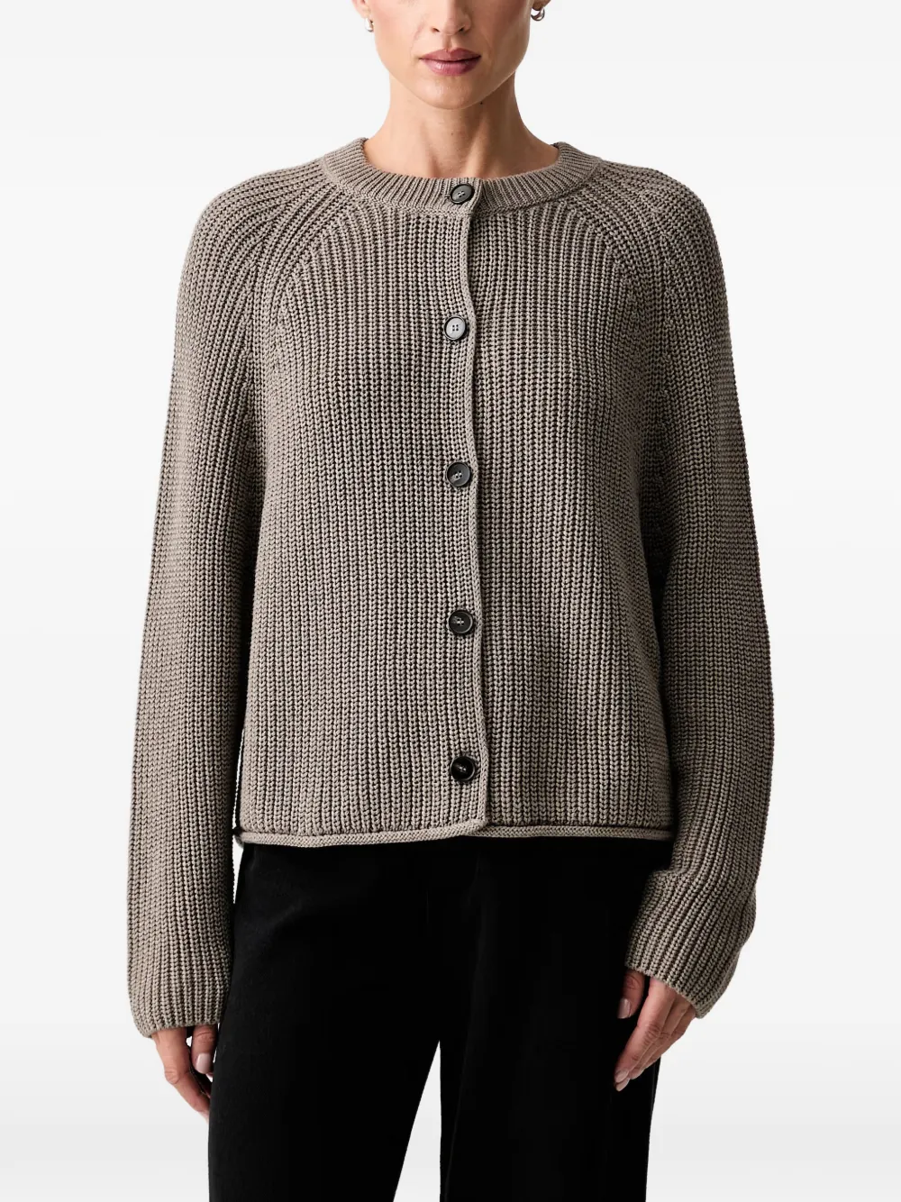 Marc O'Polo ribbed-knit raglan-sleeve cardigan - Toni neutri