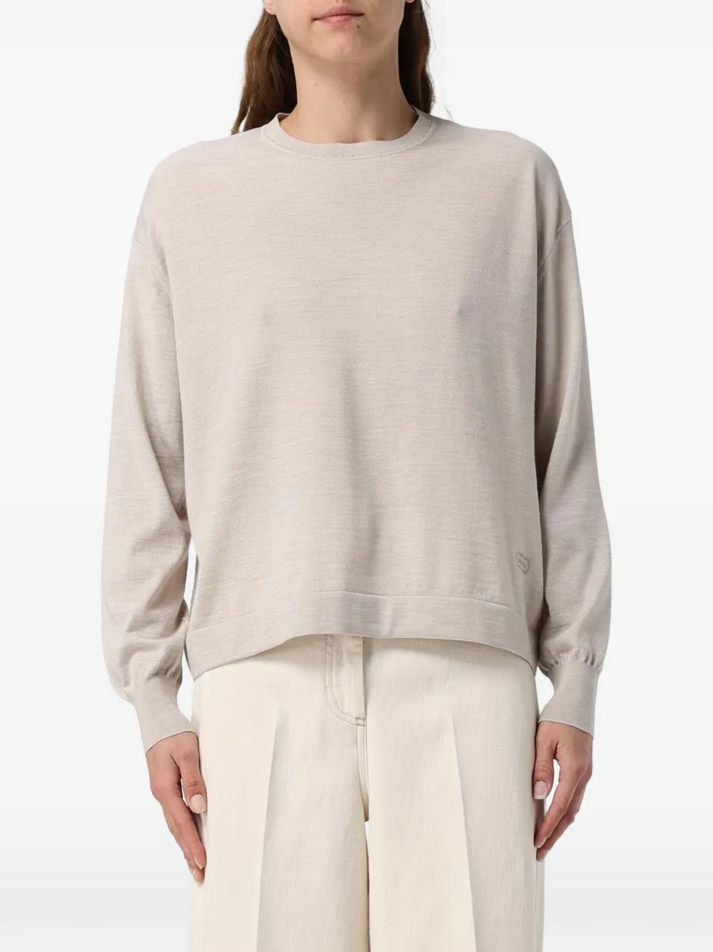 Agnona crew-neck long-sleeve sweater - Toni neutri