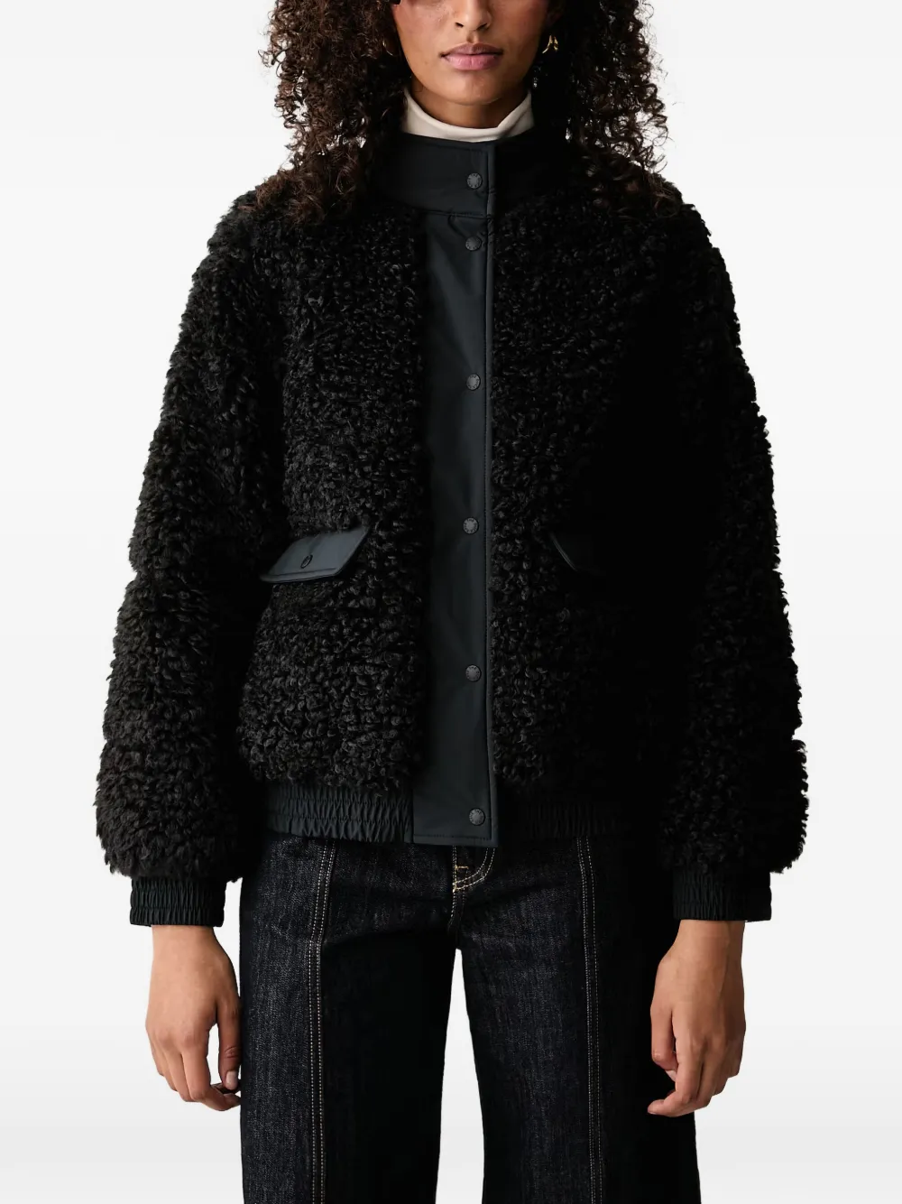 Save The Duck faux-shearling puffer jacket Zwart