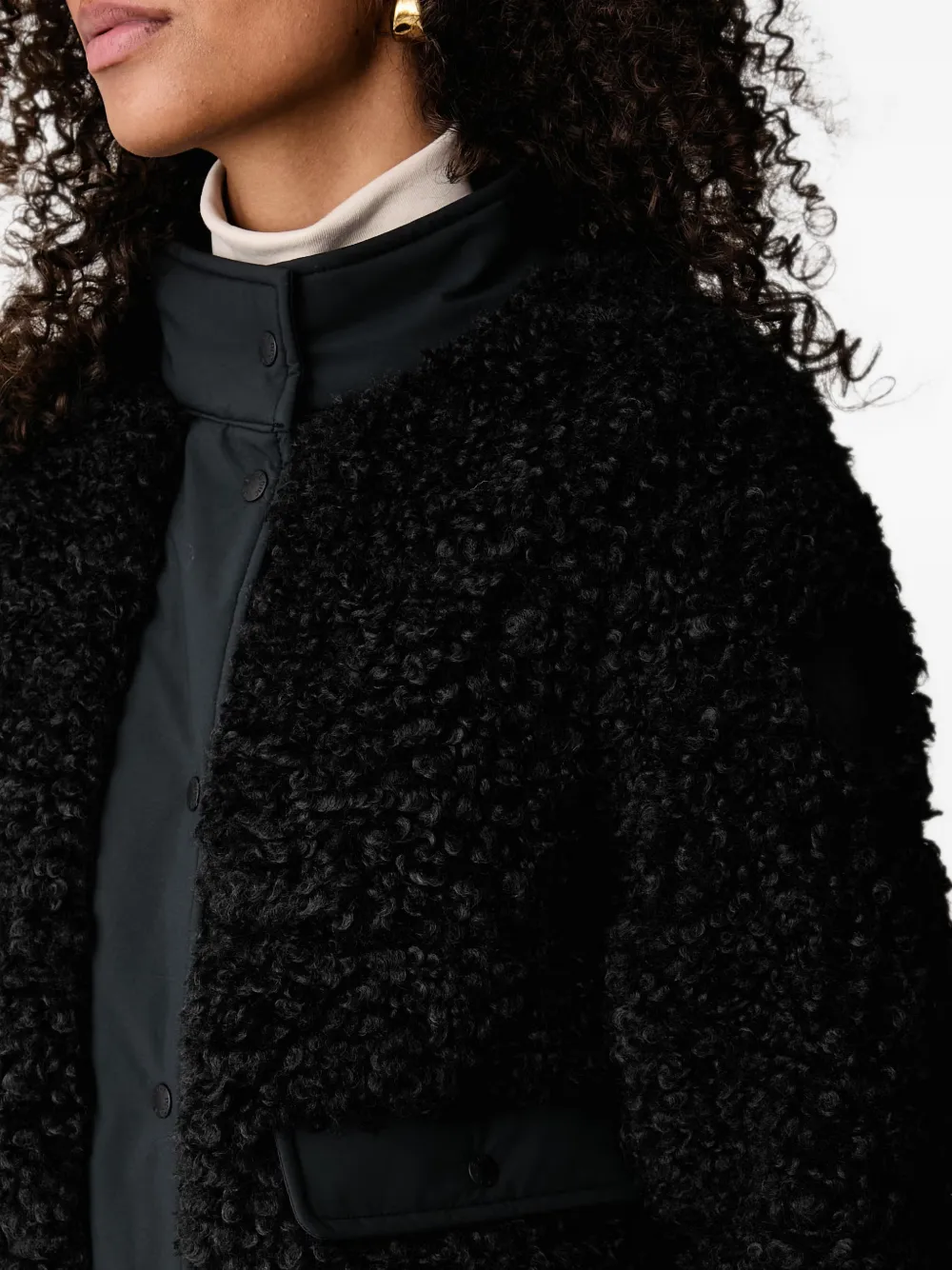 Save The Duck faux-shearling puffer jacket Zwart