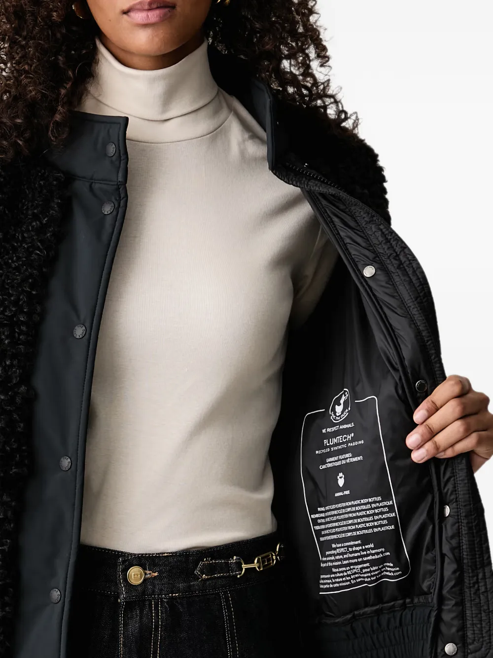 Save The Duck faux-shearling puffer jacket Zwart