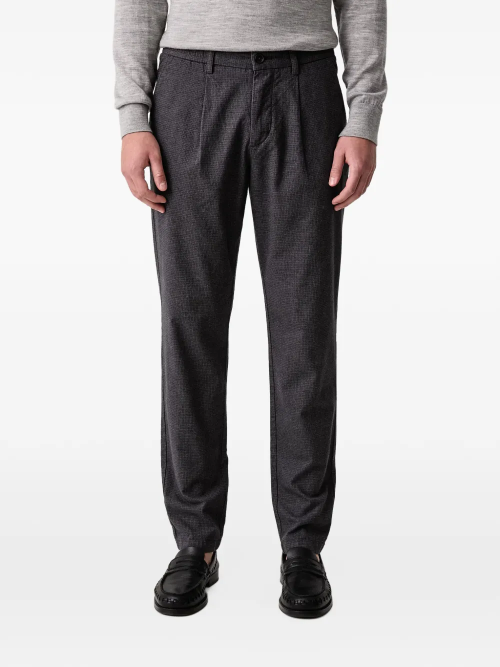 Marc O'Polo checked pleated trousers Grijs