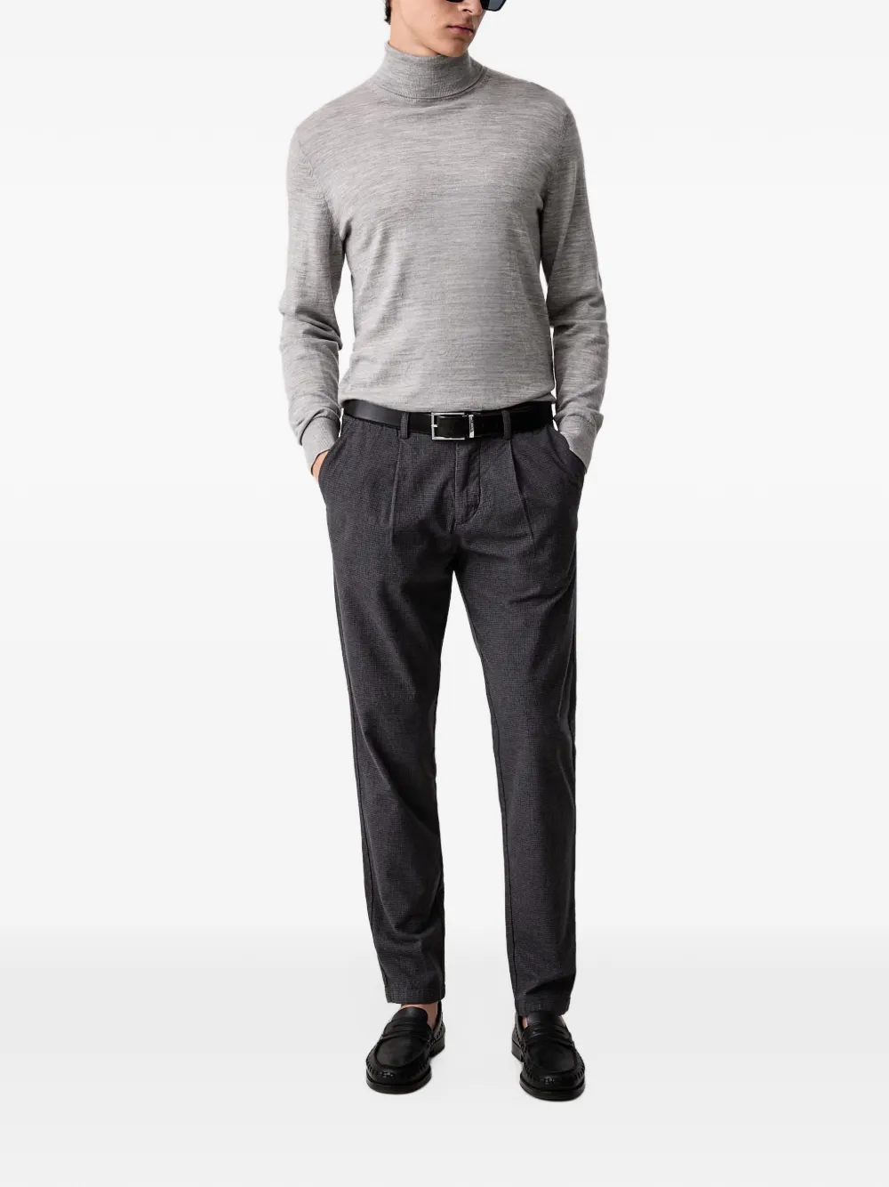 Marc O'Polo checked pleated trousers Grijs