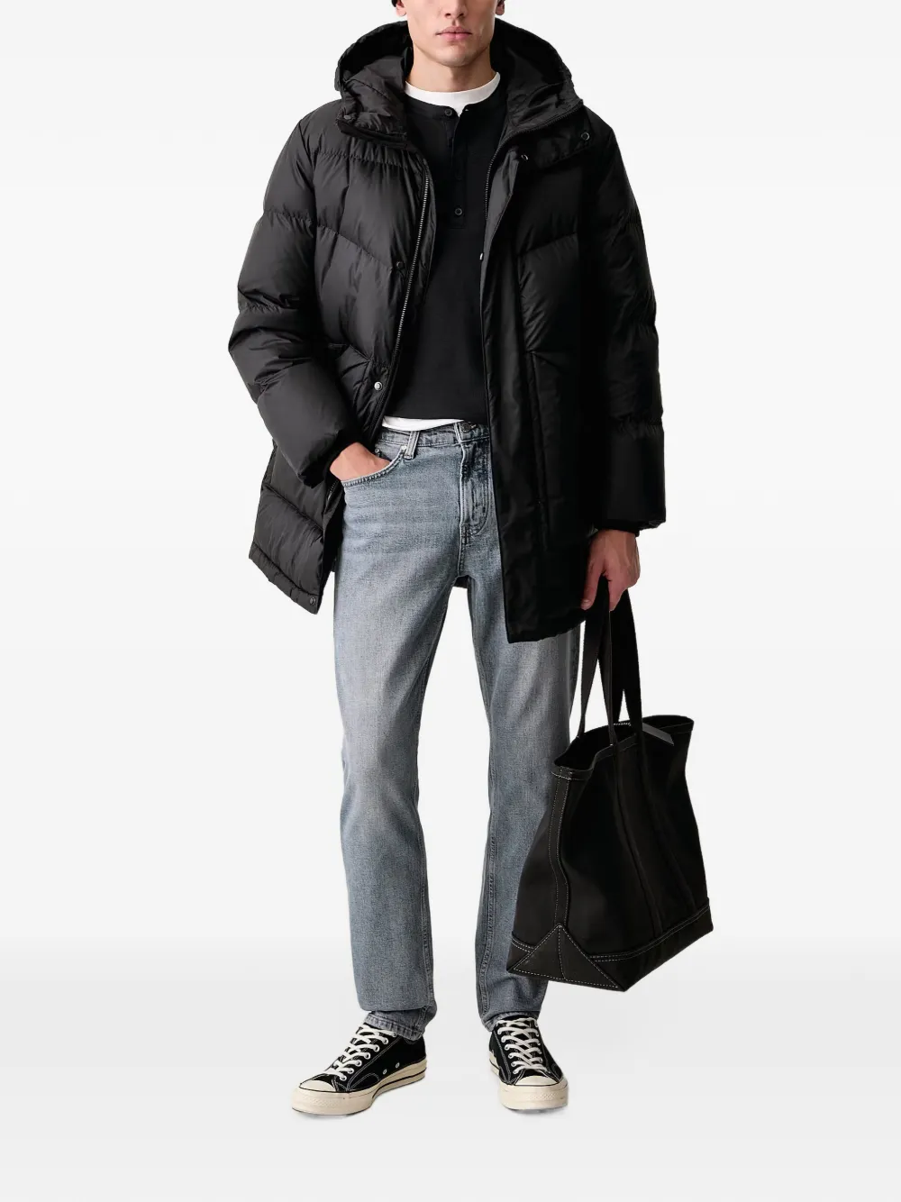Marc O'Polo hooded zip-fastening padded coat Zwart