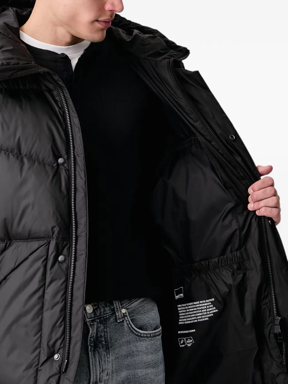 Marc O'Polo hooded zip-fastening padded coat Zwart