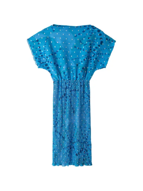 NEVER FULLY DRESSED plissé polka-dot midi dress