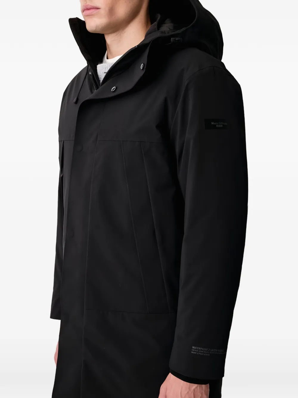 Marc O'Polo hooded zip-up parka coat Zwart