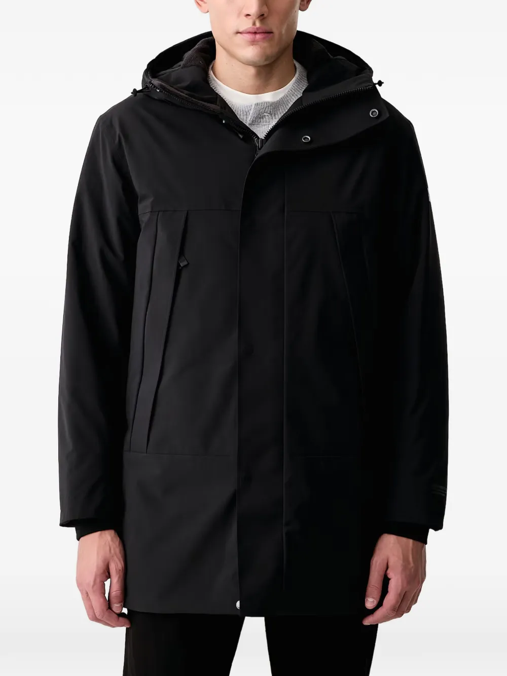 Marc O'Polo hooded zip-up parka coat Zwart