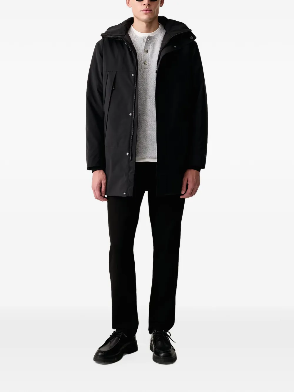 Marc O'Polo hooded zip-up parka coat Zwart