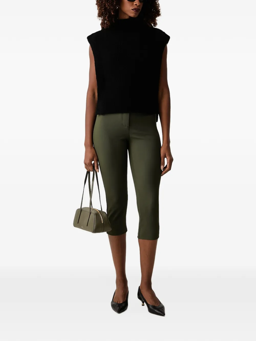 Patrizia Pepe logo-plaque cropped trousers Groen
