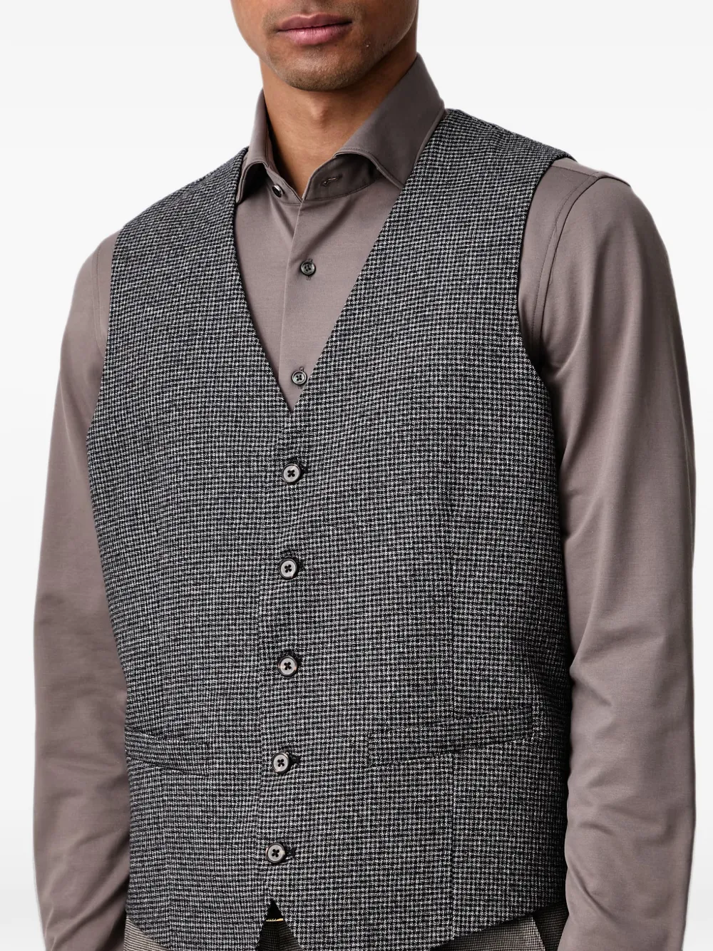 Lindbergh Gilet met pied-de-poule print Bruin