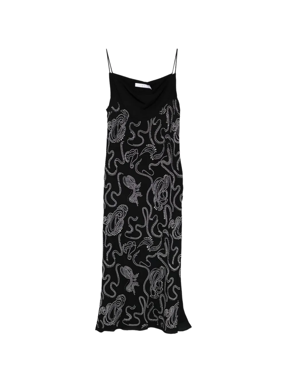 IRO Ombry midi-jurk met watervalhals en verfraaid met studs Zwart