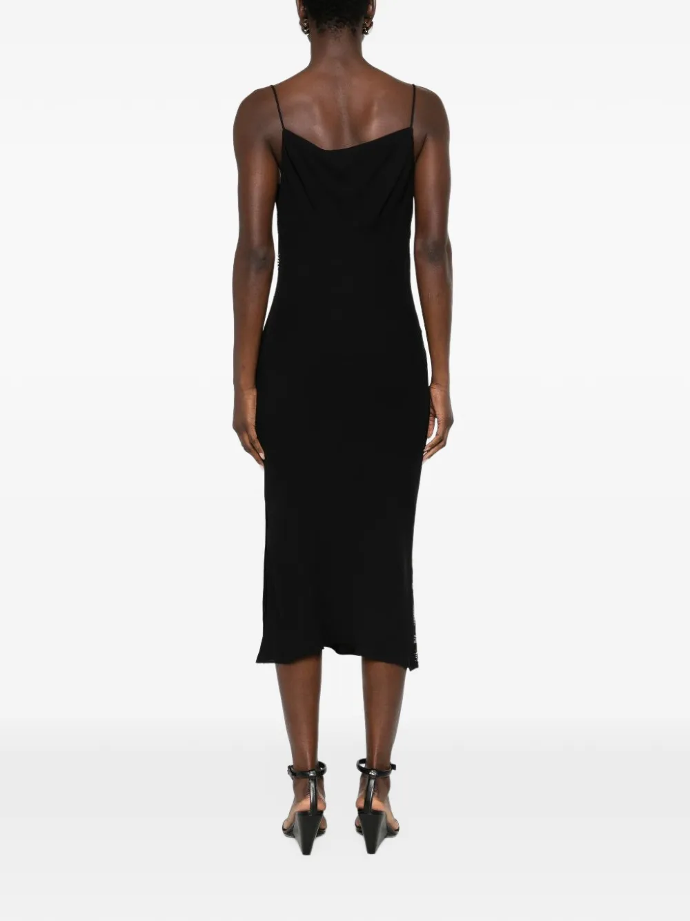 IRO Ombry midi-jurk met watervalhals en verfraaid met studs Zwart