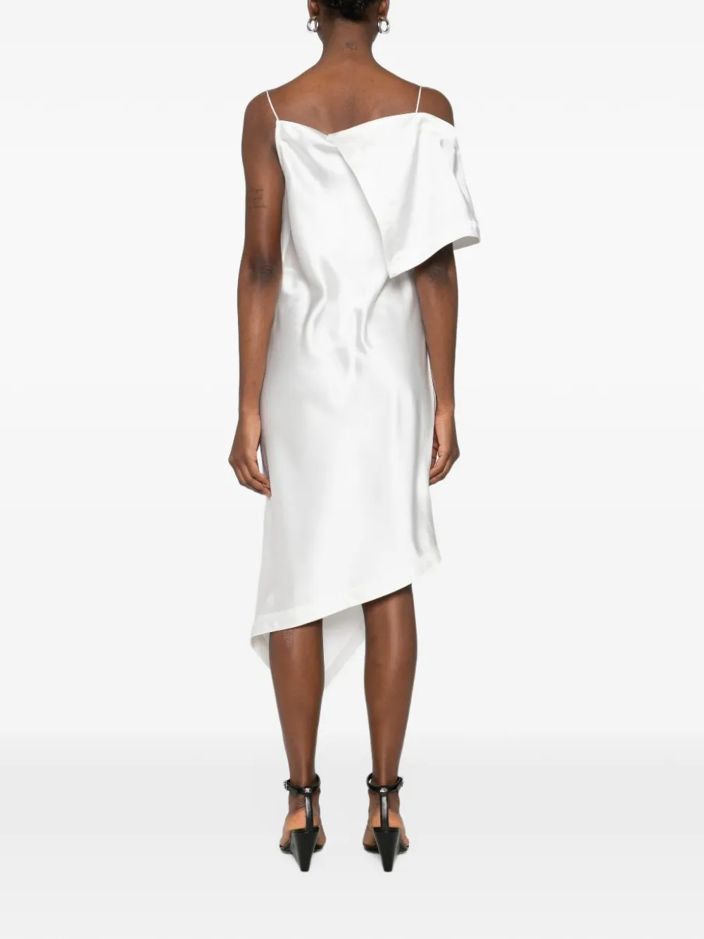 IRO Thiana asymmetrische midi-jurk met satijnen afwerking Wit