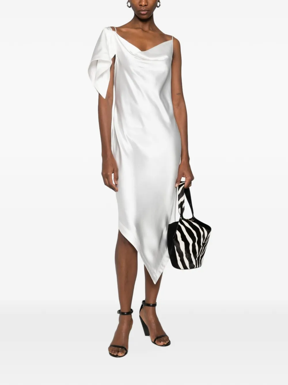 IRO Thiana asymmetrische midi-jurk met satijnen afwerking Wit