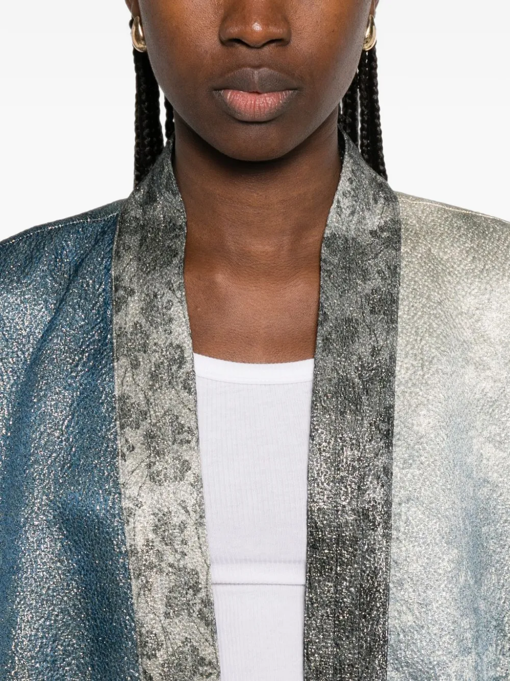 Pierre-Louis Mascia floral-print open-front coat Blauw