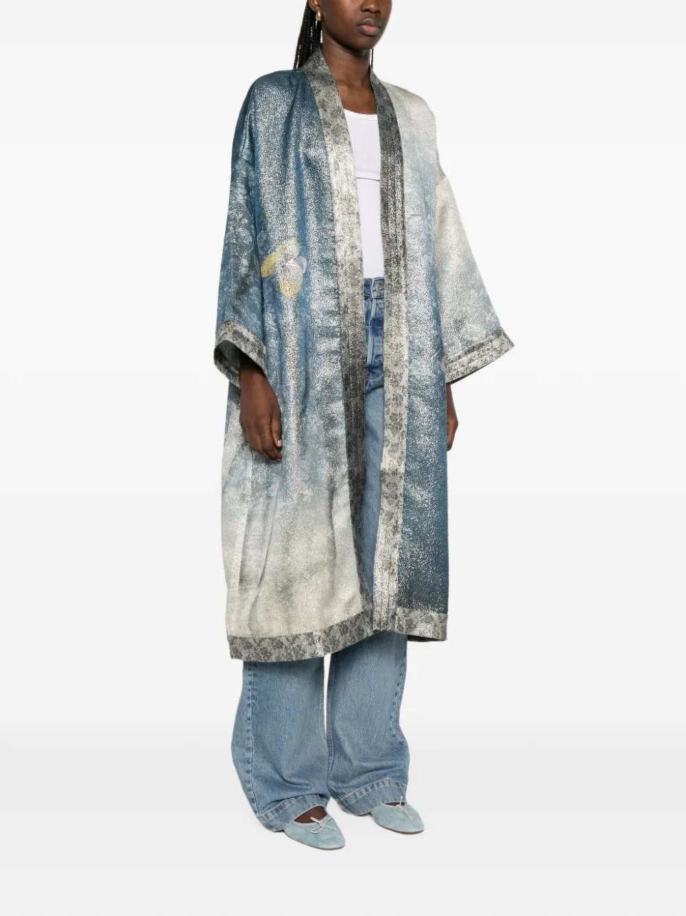 Pierre-Louis Mascia floral-print open-front coat Blauw
