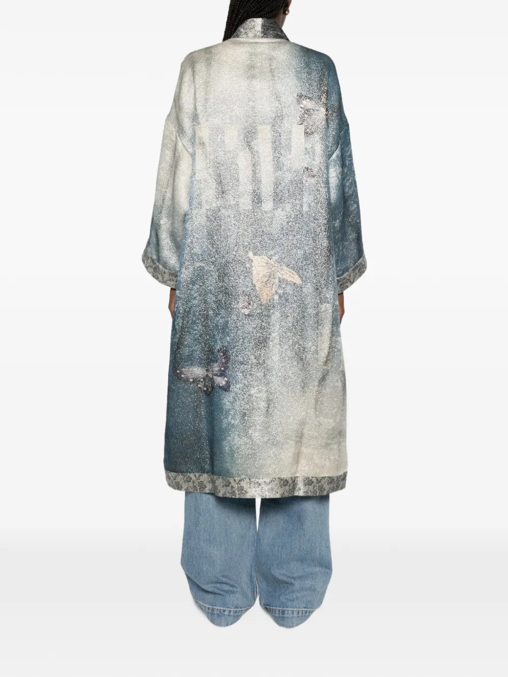 Pierre-Louis Mascia floral-print open-front coat Blauw
